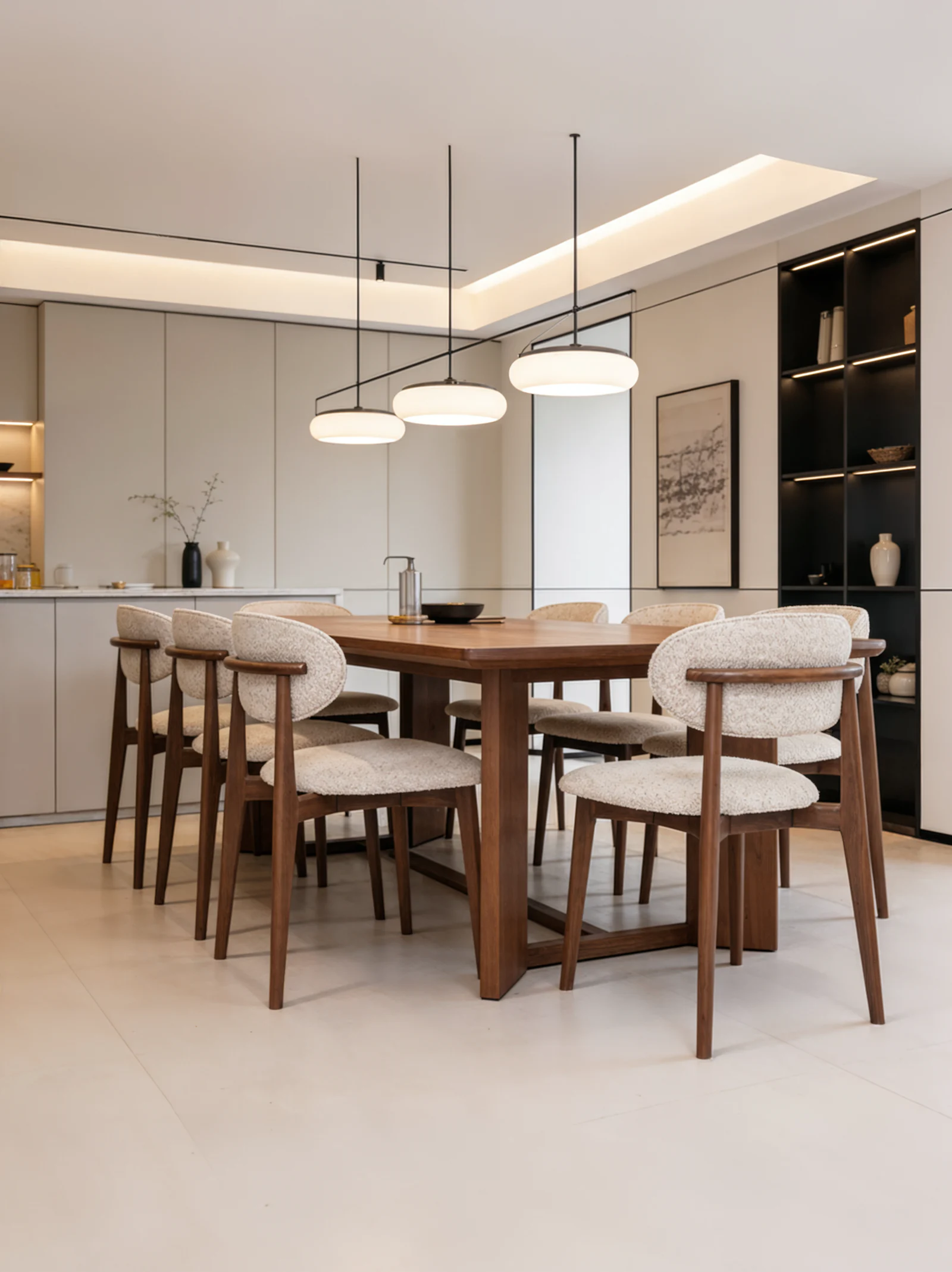 K-Oren chairs arranged around a dining table in a contemporary interior